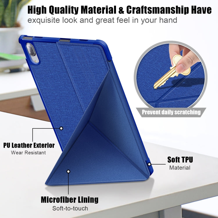 For Lenovo Tab P11 Pro  TB-706F Cloth Texture Multi-folding Horizontal Flip PU Leather Shockproof Case with Holder & Sleep / Wake-up Function