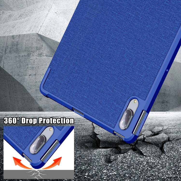 For Lenovo Tab P11 Pro  TB-706F Cloth Texture Multi-folding Horizontal Flip PU Leather Shockproof Case with Holder & Sleep / Wake-up Function
