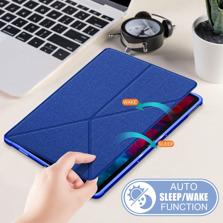 For Lenovo Tab P11 Pro  TB-706F Cloth Texture Multi-folding Horizontal Flip PU Leather Shockproof Case with Holder & Sleep / Wake-up Function