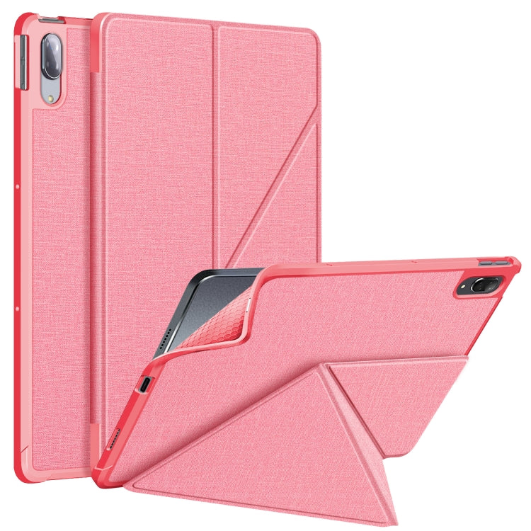 For Lenovo Tab P11 Pro  TB-706F Cloth Texture Multi-folding Horizontal Flip PU Leather Shockproof Case with Holder & Sleep / Wake-up Function