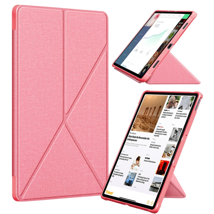 For Lenovo Tab P11 Pro  TB-706F Cloth Texture Multi-folding Horizontal Flip PU Leather Shockproof Case with Holder & Sleep / Wake-up Function