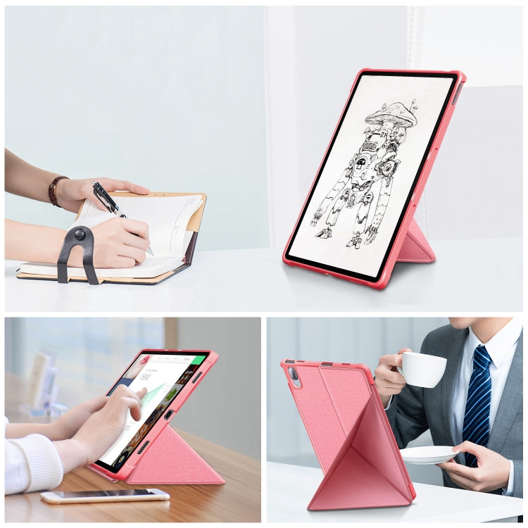 For Lenovo Tab P11 Pro  TB-706F Cloth Texture Multi-folding Horizontal Flip PU Leather Shockproof Case with Holder & Sleep / Wake-up Function