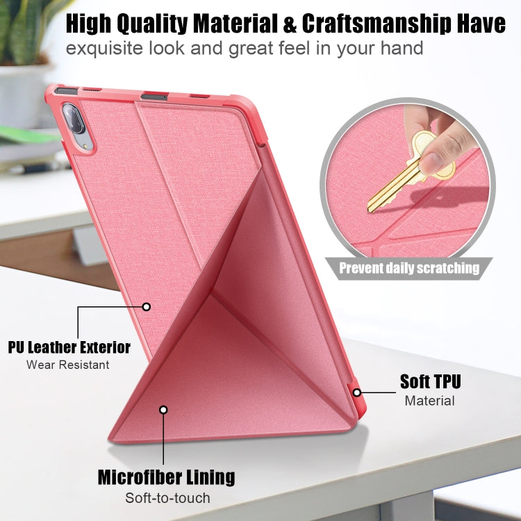 For Lenovo Tab P11 Pro  TB-706F Cloth Texture Multi-folding Horizontal Flip PU Leather Shockproof Case with Holder & Sleep / Wake-up Function