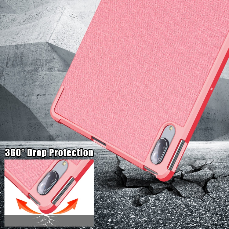 For Lenovo Tab P11 Pro  TB-706F Cloth Texture Multi-folding Horizontal Flip PU Leather Shockproof Case with Holder & Sleep / Wake-up Function