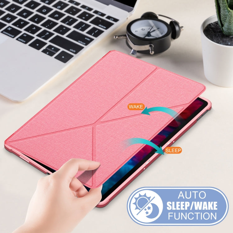 For Lenovo Tab P11 Pro  TB-706F Cloth Texture Multi-folding Horizontal Flip PU Leather Shockproof Case with Holder & Sleep / Wake-up Function