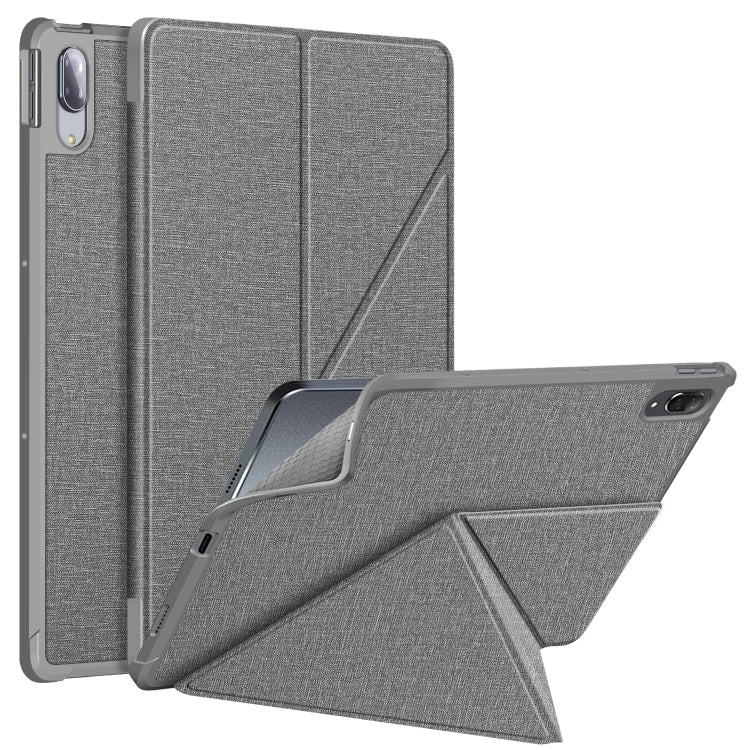 For Lenovo Tab P11 Pro  TB-706F Cloth Texture Multi-folding Horizontal Flip PU Leather Shockproof Case with Holder & Sleep / Wake-up Function