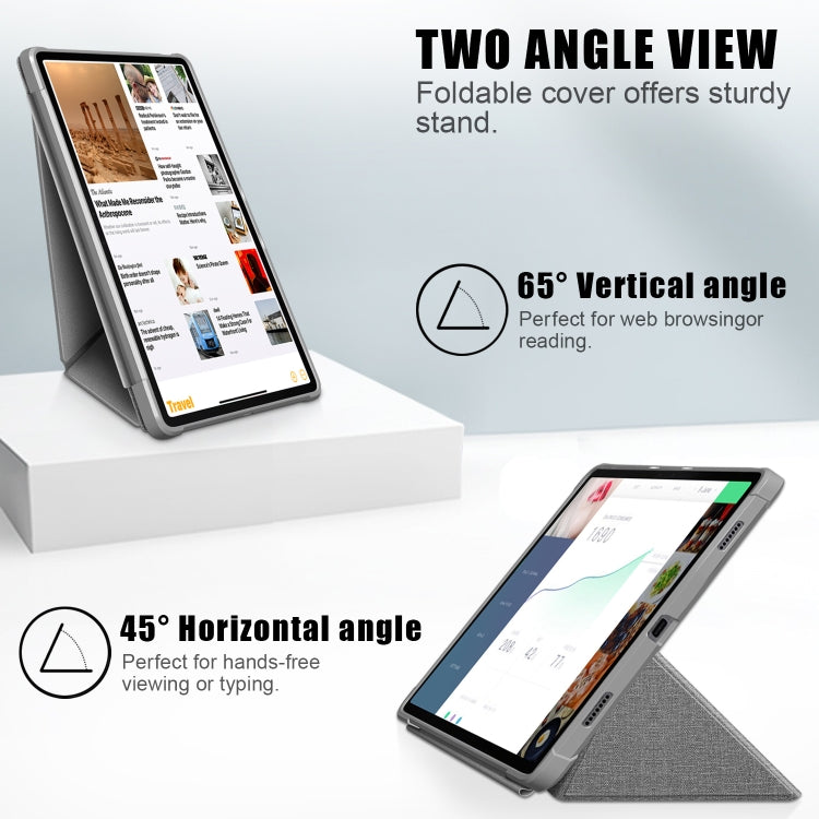 For Lenovo Tab P11 Pro  TB-706F Cloth Texture Multi-folding Horizontal Flip PU Leather Shockproof Case with Holder & Sleep / Wake-up Function
