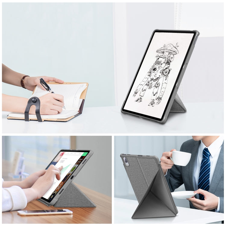 For Lenovo Tab P11 Pro  TB-706F Cloth Texture Multi-folding Horizontal Flip PU Leather Shockproof Case with Holder & Sleep / Wake-up Function