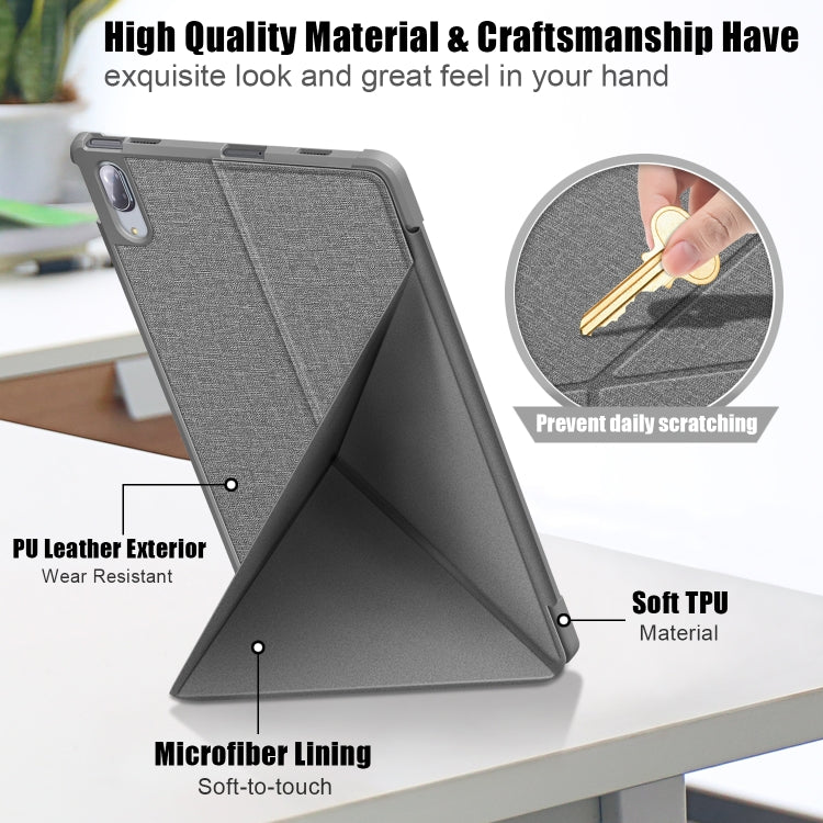 For Lenovo Tab P11 Pro  TB-706F Cloth Texture Multi-folding Horizontal Flip PU Leather Shockproof Case with Holder & Sleep / Wake-up Function