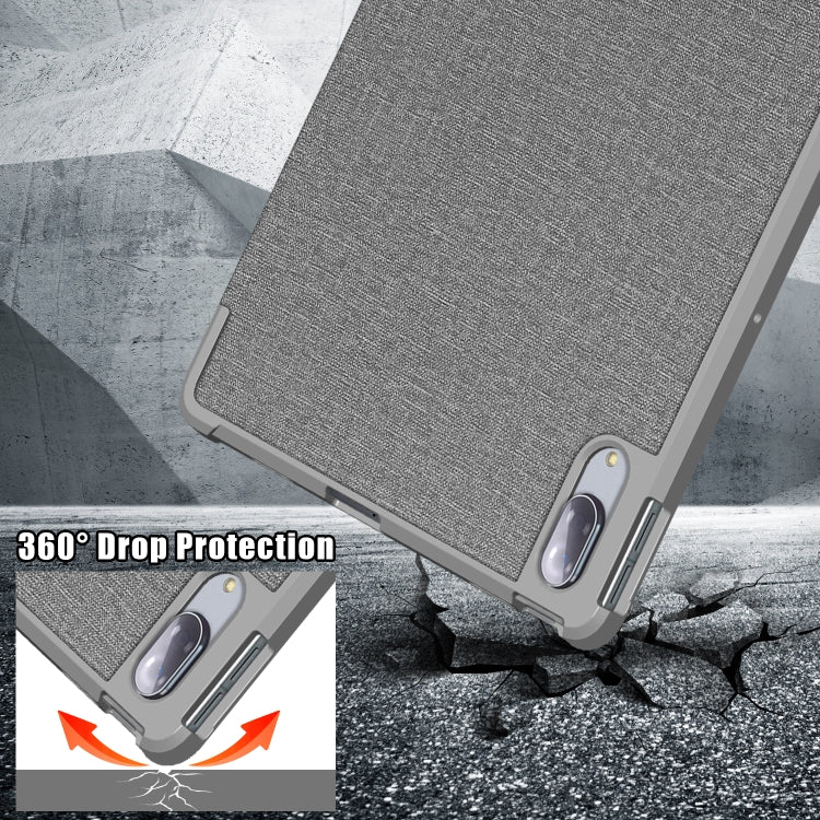 For Lenovo Tab P11 Pro  TB-706F Cloth Texture Multi-folding Horizontal Flip PU Leather Shockproof Case with Holder & Sleep / Wake-up Function