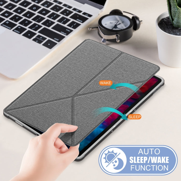 For Lenovo Tab P11 Pro  TB-706F Cloth Texture Multi-folding Horizontal Flip PU Leather Shockproof Case with Holder & Sleep / Wake-up Function