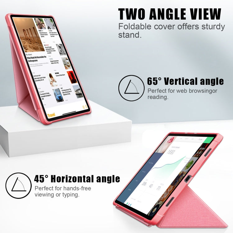 For Lenovo Tab P11 TB-J606F Cloth Texture Multi-folding Horizontal Flip PU Leather Shockproof Case with Holder & Sleep / Wake-up Function