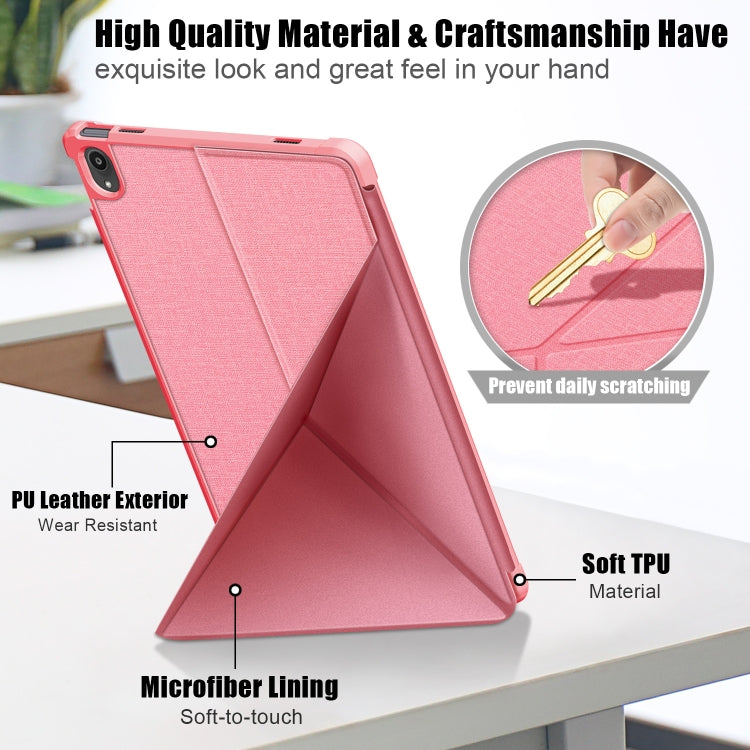 For Lenovo Tab P11 TB-J606F Cloth Texture Multi-folding Horizontal Flip PU Leather Shockproof Case with Holder & Sleep / Wake-up Function