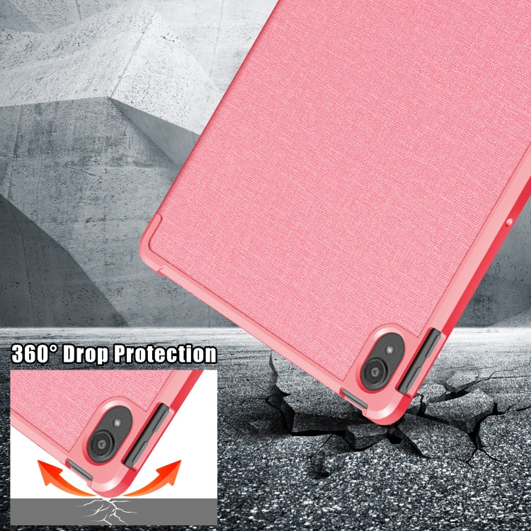 For Lenovo Tab P11 TB-J606F Cloth Texture Multi-folding Horizontal Flip PU Leather Shockproof Case with Holder & Sleep / Wake-up Function