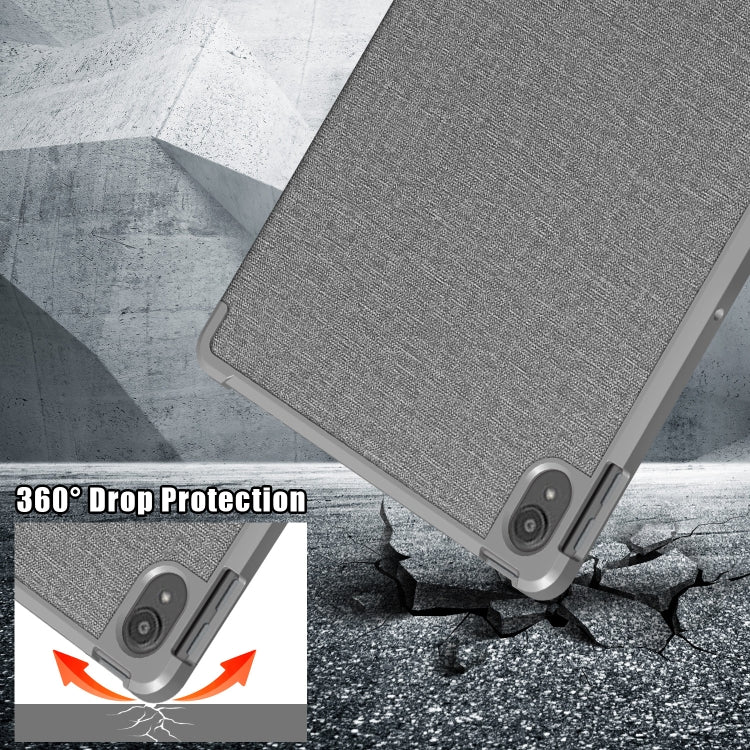 For Lenovo Tab P11 TB-J606F Cloth Texture Multi-folding Horizontal Flip PU Leather Shockproof Case with Holder & Sleep / Wake-up Function