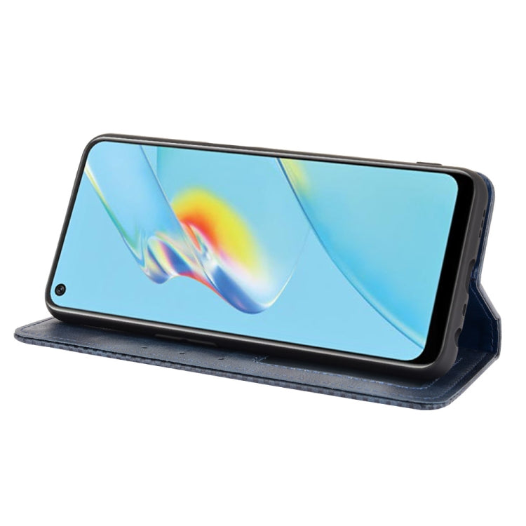 For OPPO A54 4G Magnetic Buckle Retro Crazy Horse Texture Horizontal Flip Leather Case with Holder & Card Slots & Photo Frame