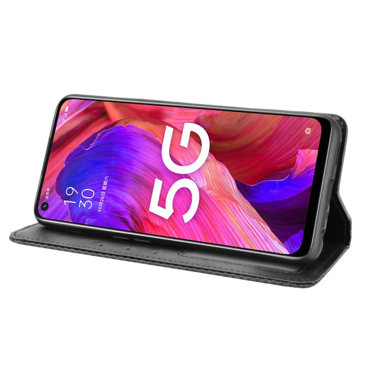 For OPPO A93 5G Magnetic Buckle Retro Crazy Horse Texture Horizontal Flip Leather Case with Holder & Card Slots & Photo Frame