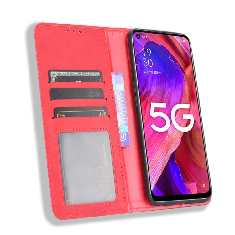 For OPPO A93 5G Magnetic Buckle Retro Crazy Horse Texture Horizontal Flip Leather Case with Holder & Card Slots & Photo Frame