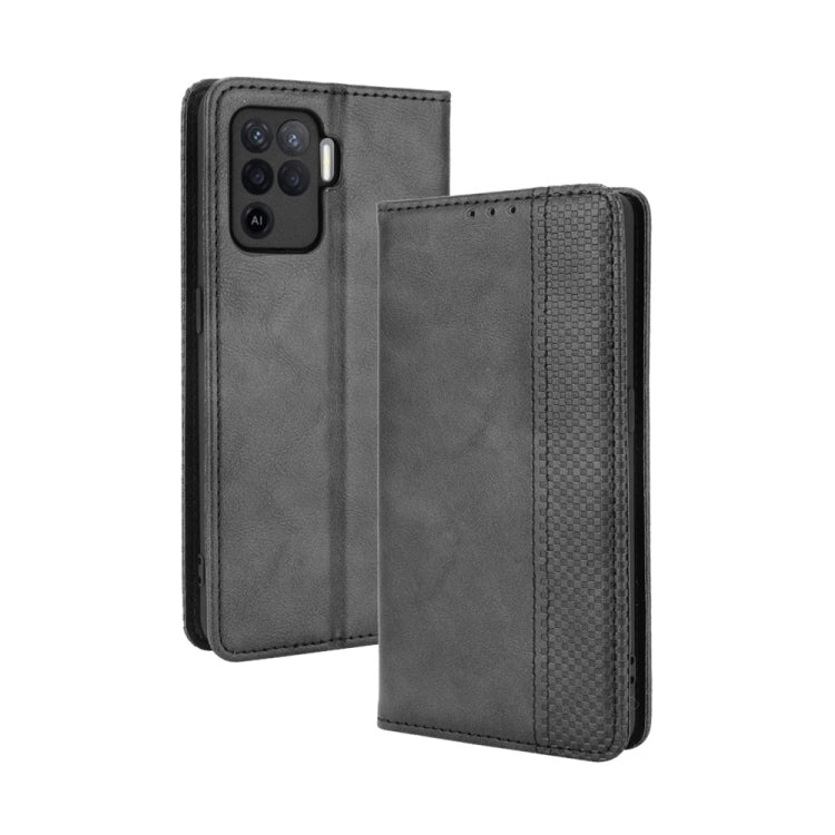 For OPPO A94 4G / F19 Pro 4G / Reno5 F Magnetic Buckle Retro Crazy Horse Texture Horizontal Flip Leather Case with Holder & Card Slots & Photo Frame