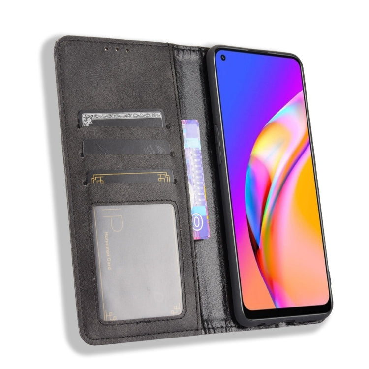 For OPPO A94 4G / F19 Pro 4G / Reno5 F Magnetic Buckle Retro Crazy Horse Texture Horizontal Flip Leather Case with Holder & Card Slots & Photo Frame