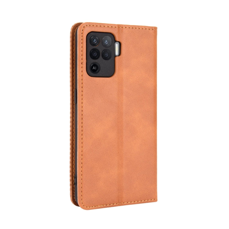 For OPPO A94 4G / F19 Pro 4G / Reno5 F Magnetic Buckle Retro Crazy Horse Texture Horizontal Flip Leather Case with Holder & Card Slots & Photo Frame