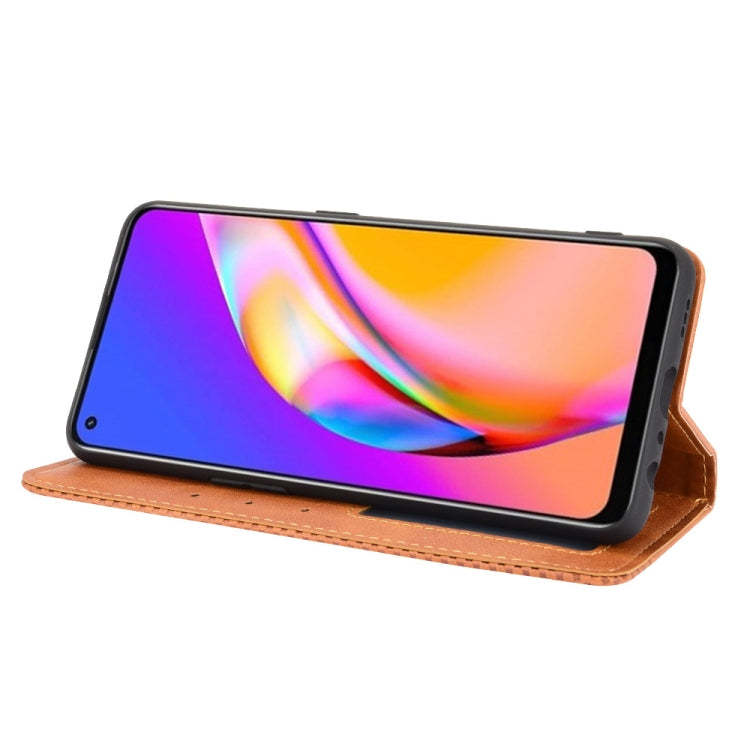 For OPPO A94 4G / F19 Pro 4G / Reno5 F Magnetic Buckle Retro Crazy Horse Texture Horizontal Flip Leather Case with Holder & Card Slots & Photo Frame