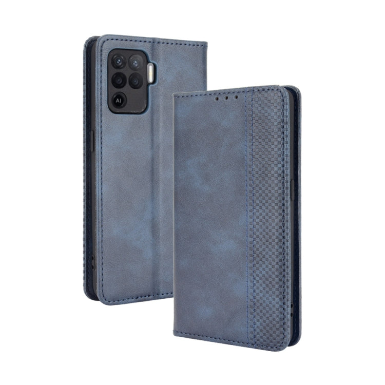For OPPO A94 4G / F19 Pro 4G / Reno5 F Magnetic Buckle Retro Crazy Horse Texture Horizontal Flip Leather Case with Holder & Card Slots & Photo Frame