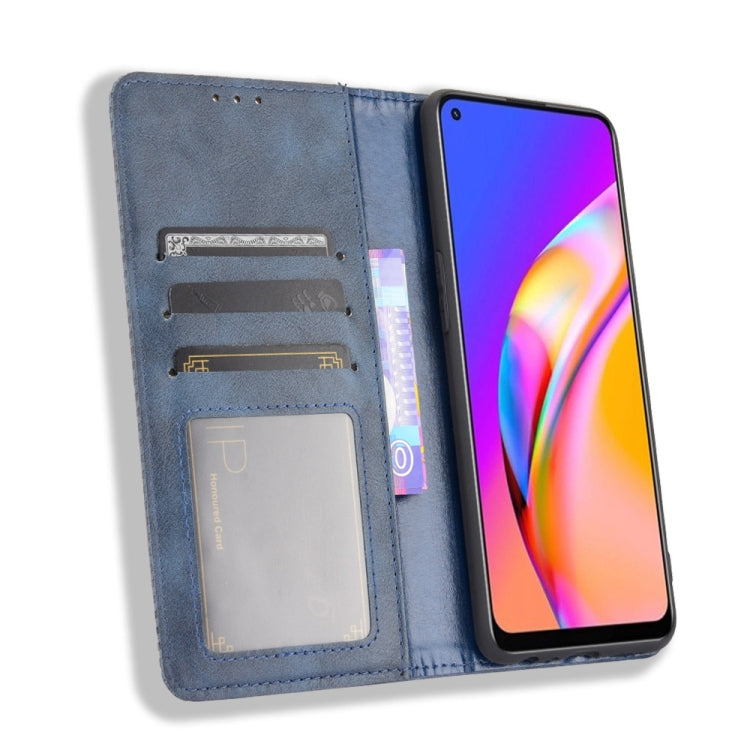For OPPO A94 4G / F19 Pro 4G / Reno5 F Magnetic Buckle Retro Crazy Horse Texture Horizontal Flip Leather Case with Holder & Card Slots & Photo Frame