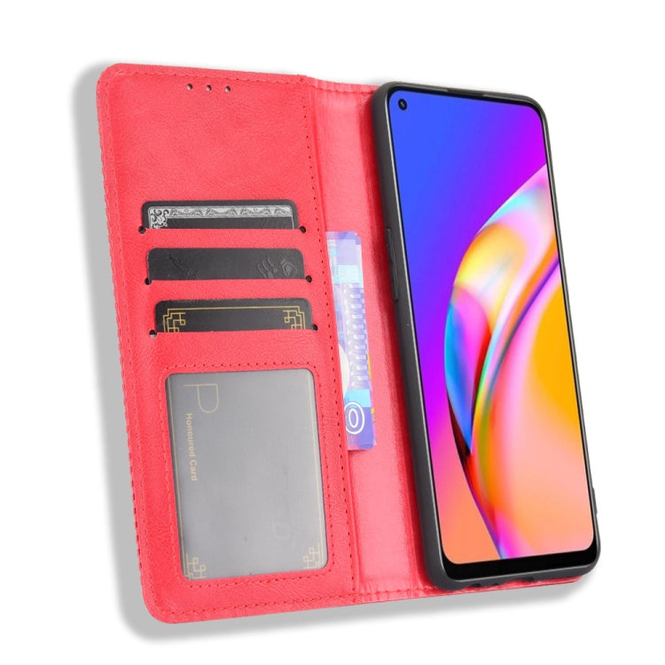 For OPPO A94 4G / F19 Pro 4G / Reno5 F Magnetic Buckle Retro Crazy Horse Texture Horizontal Flip Leather Case with Holder & Card Slots & Photo Frame