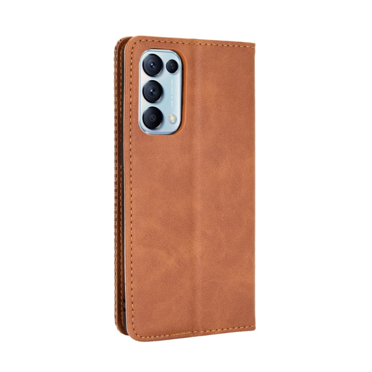 For OPPO Find X3 Lite / Reno5 5G Magnetic Buckle Retro Crazy Horse Texture Horizontal Flip Leather Case with Holder & Card Slots & Photo Frame