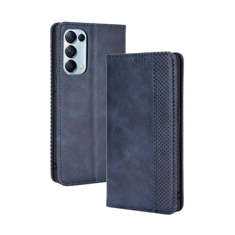 For OPPO Find X3 Lite / Reno5 5G Magnetic Buckle Retro Crazy Horse Texture Horizontal Flip Leather Case with Holder & Card Slots & Photo Frame