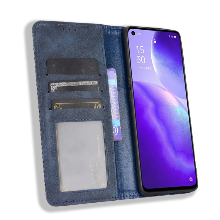 For OPPO Find X3 Lite / Reno5 5G Magnetic Buckle Retro Crazy Horse Texture Horizontal Flip Leather Case with Holder & Card Slots & Photo Frame