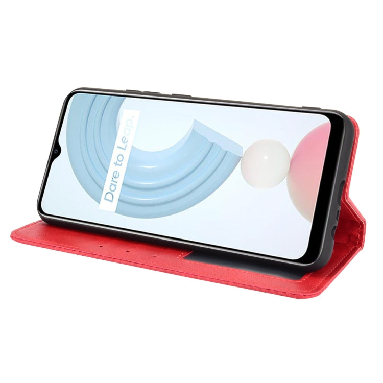 For OPPO Realme C21 Magnetic Buckle Retro Crazy Horse Texture Horizontal Flip Leather Case with Holder & Card Slots & Photo Frame