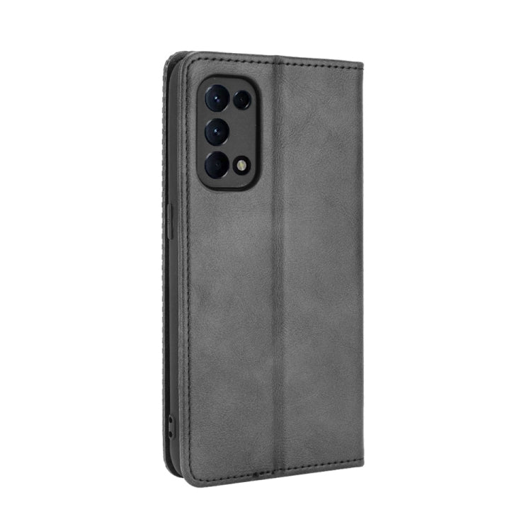For OPPO Reno5 4G Magnetic Buckle Retro Crazy Horse Texture Horizontal Flip Leather Case with Holder & Card Slots & Photo Frame