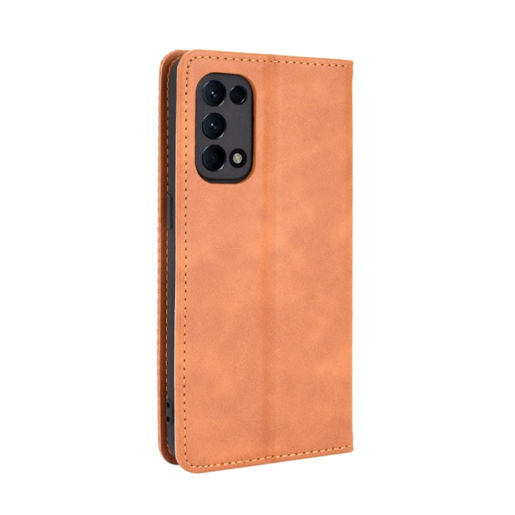 For OPPO Reno5 4G Magnetic Buckle Retro Crazy Horse Texture Horizontal Flip Leather Case with Holder & Card Slots & Photo Frame