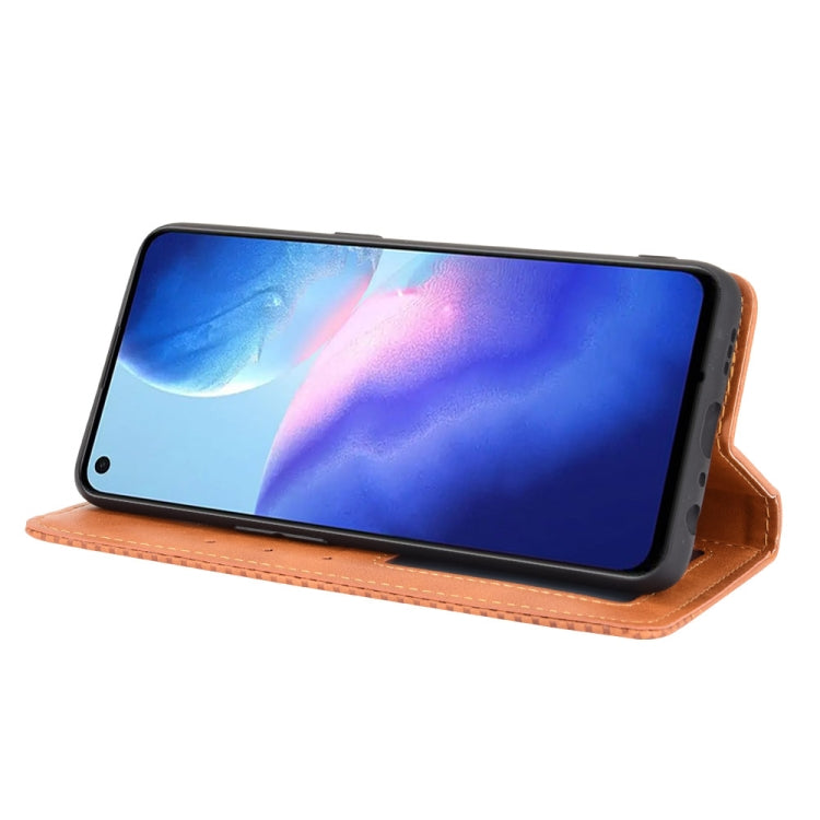For OPPO Reno5 4G Magnetic Buckle Retro Crazy Horse Texture Horizontal Flip Leather Case with Holder & Card Slots & Photo Frame