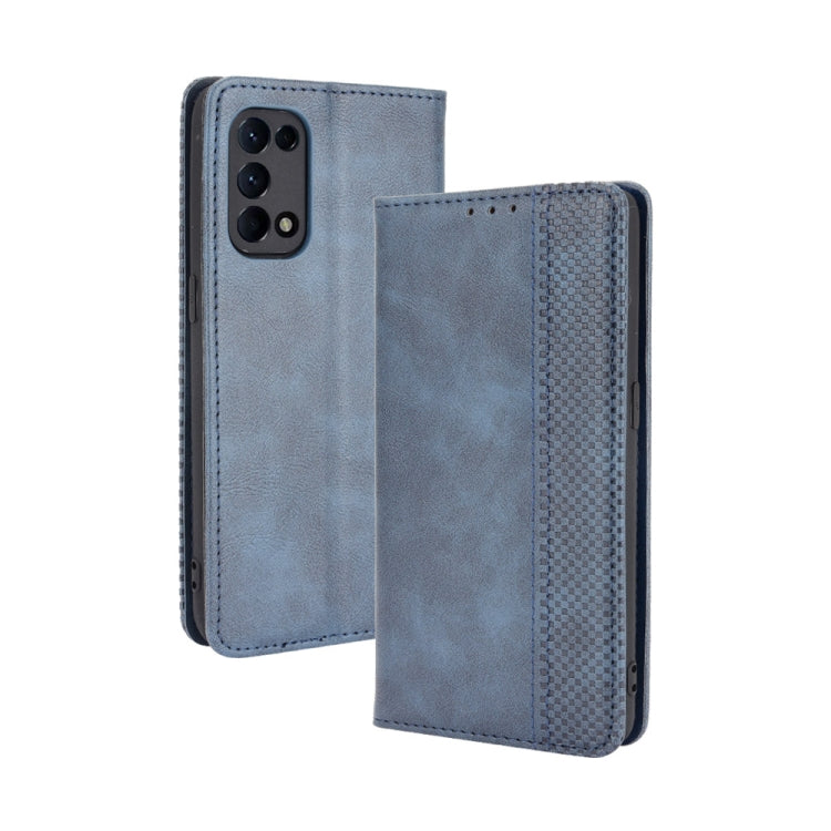 For OPPO Reno5 4G Magnetic Buckle Retro Crazy Horse Texture Horizontal Flip Leather Case with Holder & Card Slots & Photo Frame