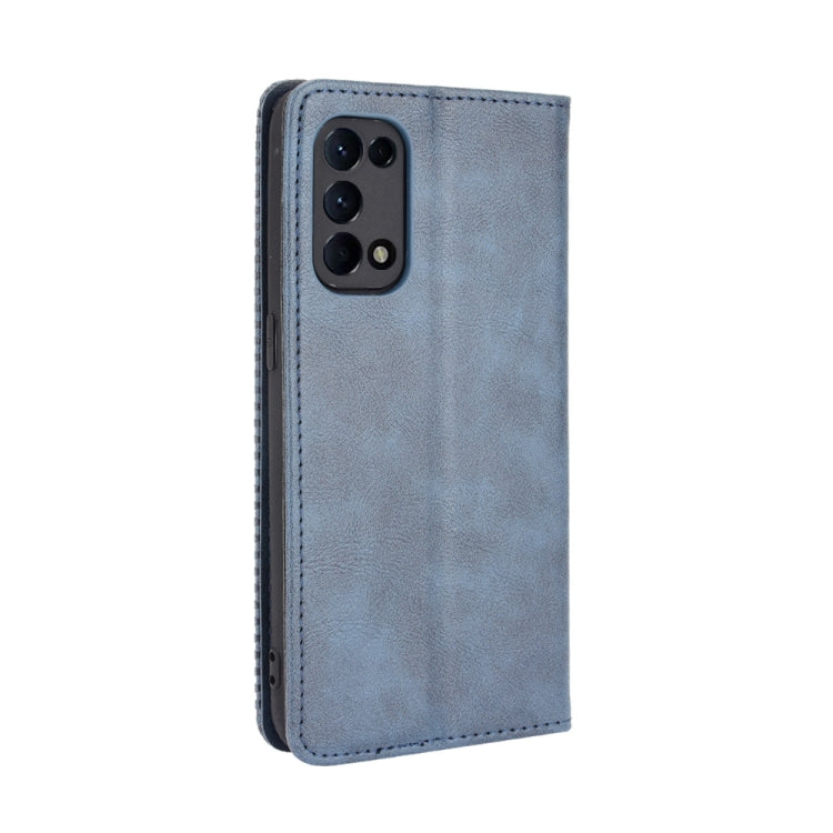 For OPPO Reno5 4G Magnetic Buckle Retro Crazy Horse Texture Horizontal Flip Leather Case with Holder & Card Slots & Photo Frame