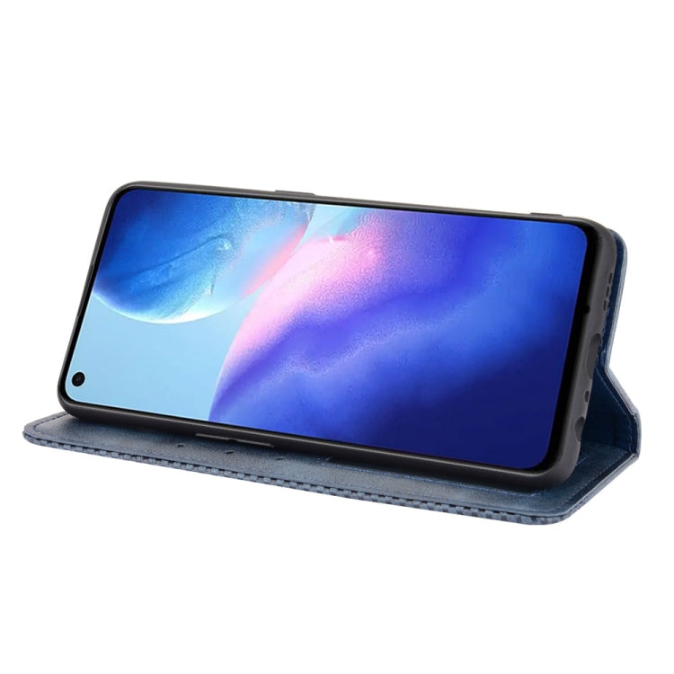 For OPPO Reno5 4G Magnetic Buckle Retro Crazy Horse Texture Horizontal Flip Leather Case with Holder & Card Slots & Photo Frame