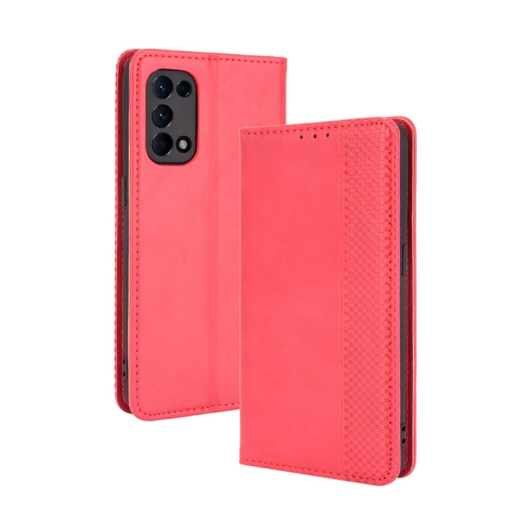 For OPPO Reno5 4G Magnetic Buckle Retro Crazy Horse Texture Horizontal Flip Leather Case with Holder & Card Slots & Photo Frame