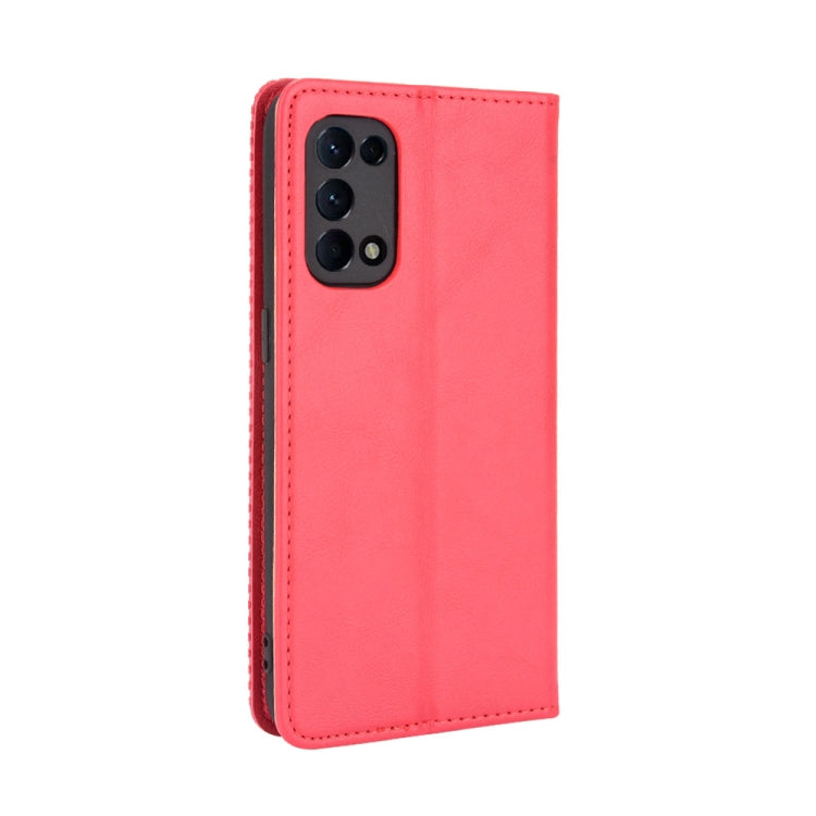 For OPPO Reno5 4G Magnetic Buckle Retro Crazy Horse Texture Horizontal Flip Leather Case with Holder & Card Slots & Photo Frame
