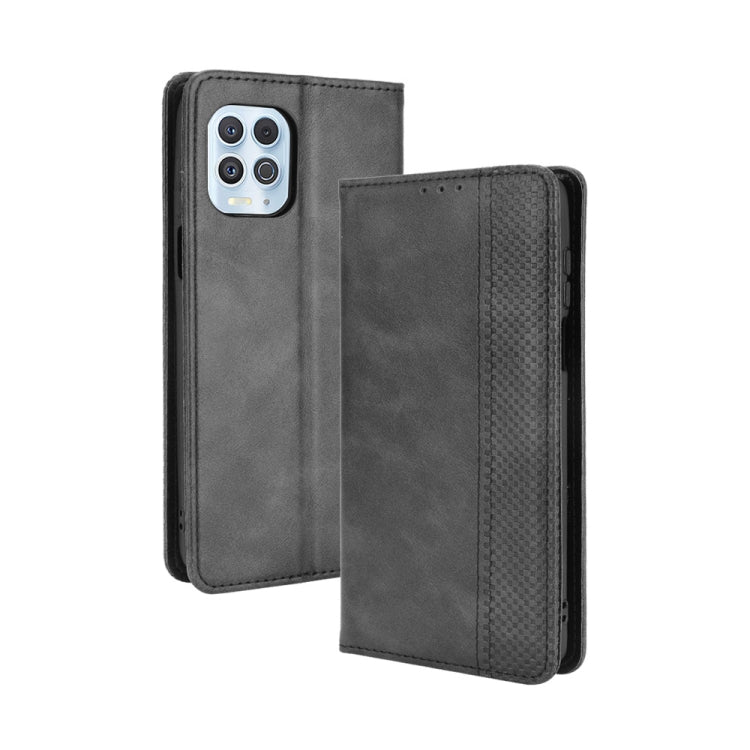 For Motorola Moto Edge S Magnetic Buckle Retro Crazy Horse Texture Horizontal Flip Leather Case with Holder & Card Slots & Photo Frame
