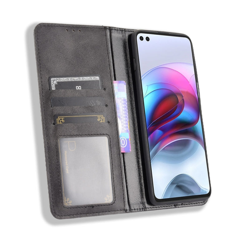 For Motorola Moto Edge S Magnetic Buckle Retro Crazy Horse Texture Horizontal Flip Leather Case with Holder & Card Slots & Photo Frame