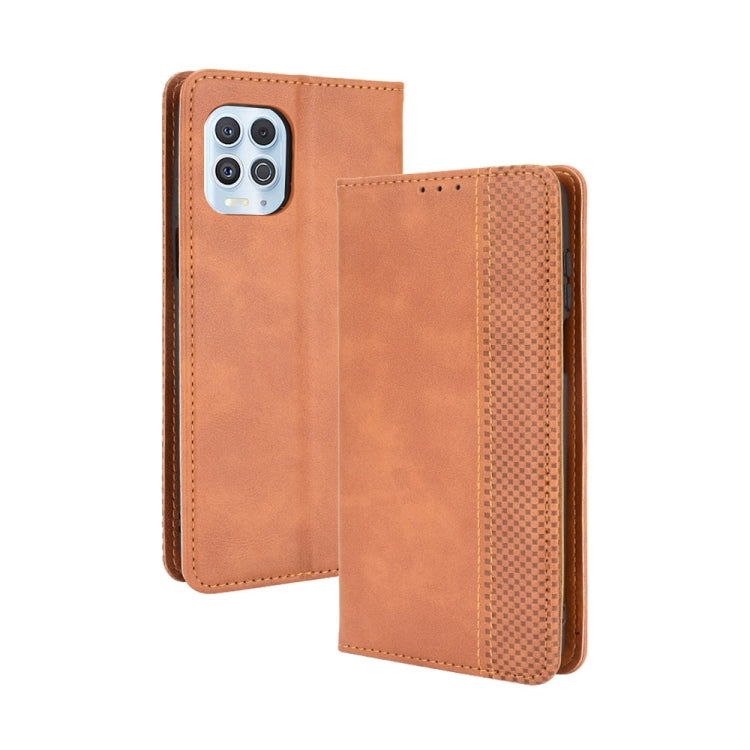 For Motorola Moto Edge S Magnetic Buckle Retro Crazy Horse Texture Horizontal Flip Leather Case with Holder & Card Slots & Photo Frame