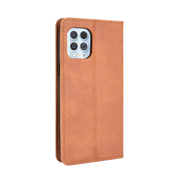 For Motorola Moto Edge S Magnetic Buckle Retro Crazy Horse Texture Horizontal Flip Leather Case with Holder & Card Slots & Photo Frame