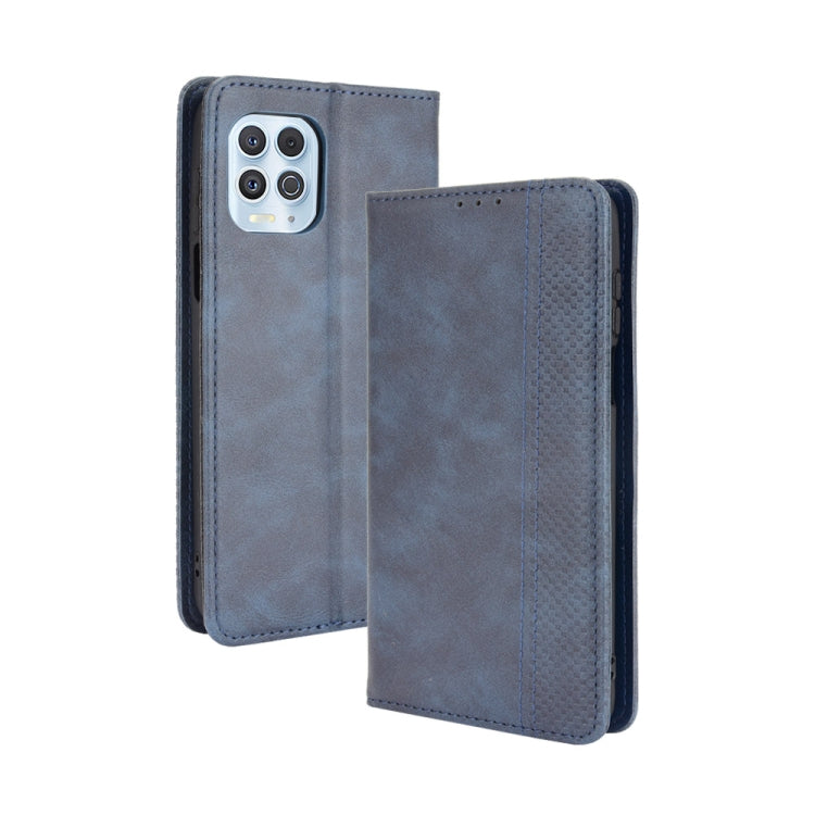 For Motorola Moto Edge S Magnetic Buckle Retro Crazy Horse Texture Horizontal Flip Leather Case with Holder & Card Slots & Photo Frame