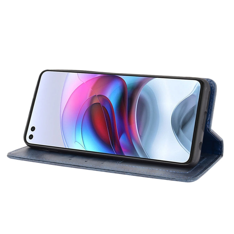 For Motorola Moto Edge S Magnetic Buckle Retro Crazy Horse Texture Horizontal Flip Leather Case with Holder & Card Slots & Photo Frame