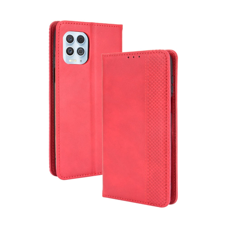 For Motorola Moto Edge S Magnetic Buckle Retro Crazy Horse Texture Horizontal Flip Leather Case with Holder & Card Slots & Photo Frame