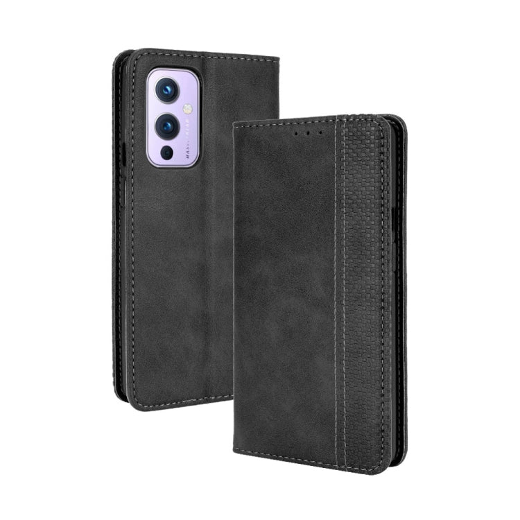 For OnePlus 9 (Europe and America Version) Magnetic Buckle Retro Crazy Horse Texture Horizontal Flip Leather Case with Holder & Card Slots & Photo Frame