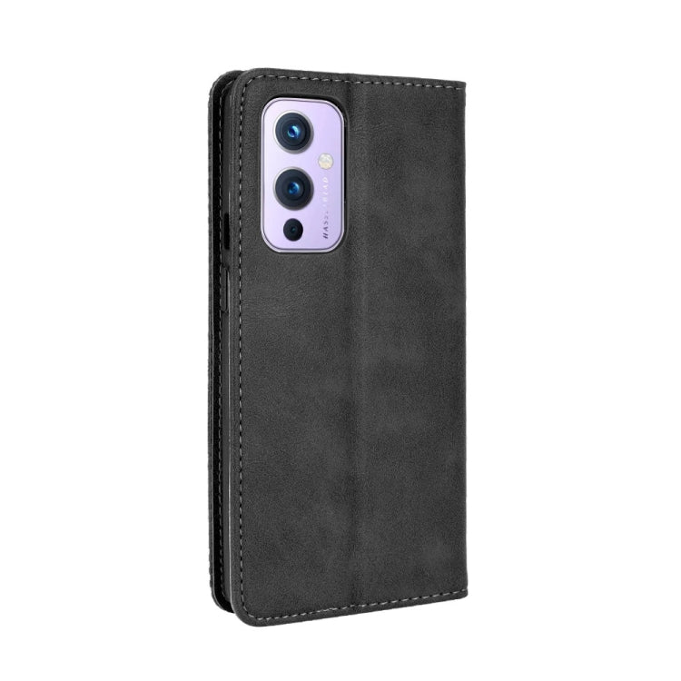 For OnePlus 9 (Europe and America Version) Magnetic Buckle Retro Crazy Horse Texture Horizontal Flip Leather Case with Holder & Card Slots & Photo Frame